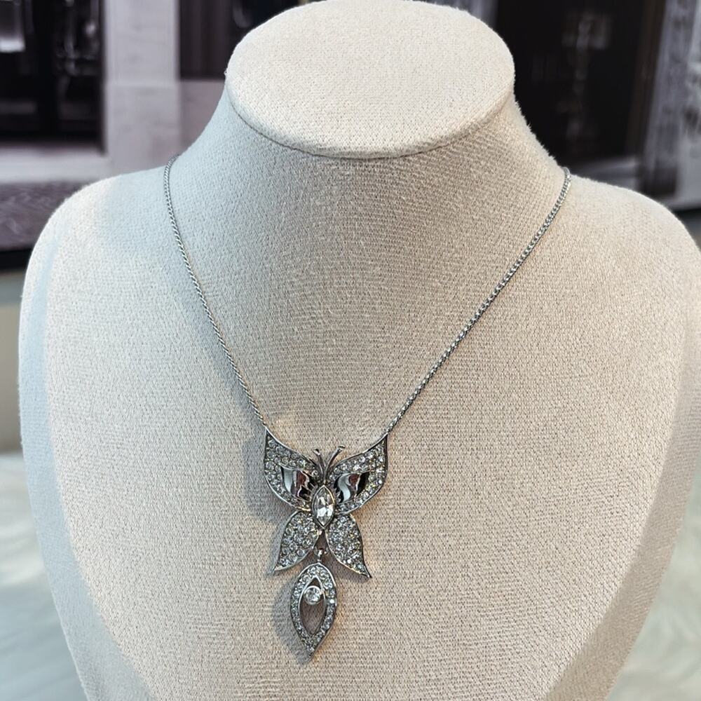 Nina Ricci Silver Crystal Butterfly Necklace